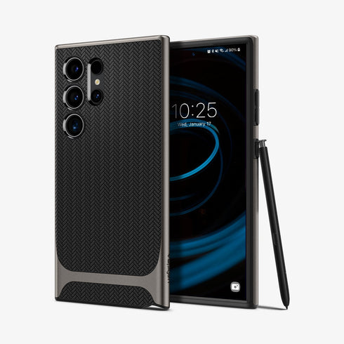 ACS07304 - Galaxy S24 Ultra Case Neo Hybrid in Black showing the back